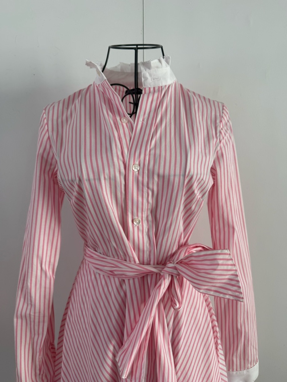 Kiel James Patrick KJP Oxford Striped Shirtdress Midi Pink / White XS - Picture 4 of 13